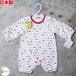 [現貨] 日本製 Mam 100% 全棉 紅色車仔 嬰兒連身衣/居家服 (50-70cm) - BB Dressup