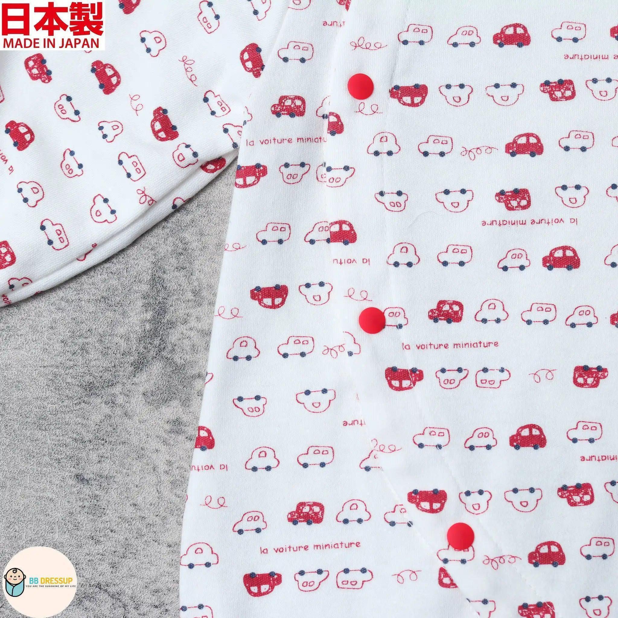 [現貨] 日本製 Mam 100% 全棉 紅色車仔 嬰兒連身衣/居家服 (50-70cm) - BB Dressup