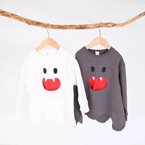[現貨] 日本直送 Nico Hrat 童裝 炭灰色大頭幽靈 長袖衛衣 (100-120cm) - BB Dressup