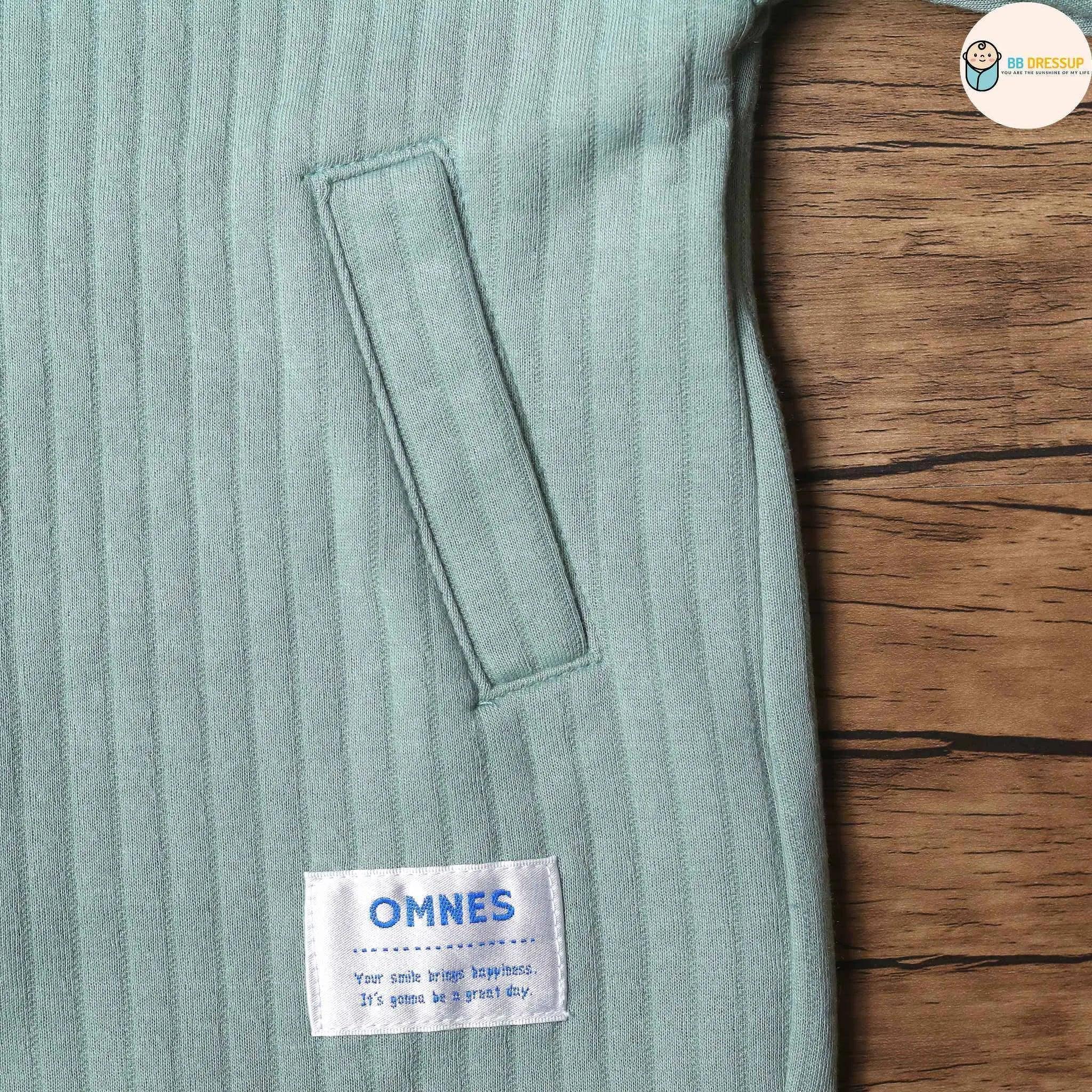 [現貨] 日本直送 OMNES 女童裝 卡其綠直紋 開胸款外套 (110-130cm) - BB Dressup