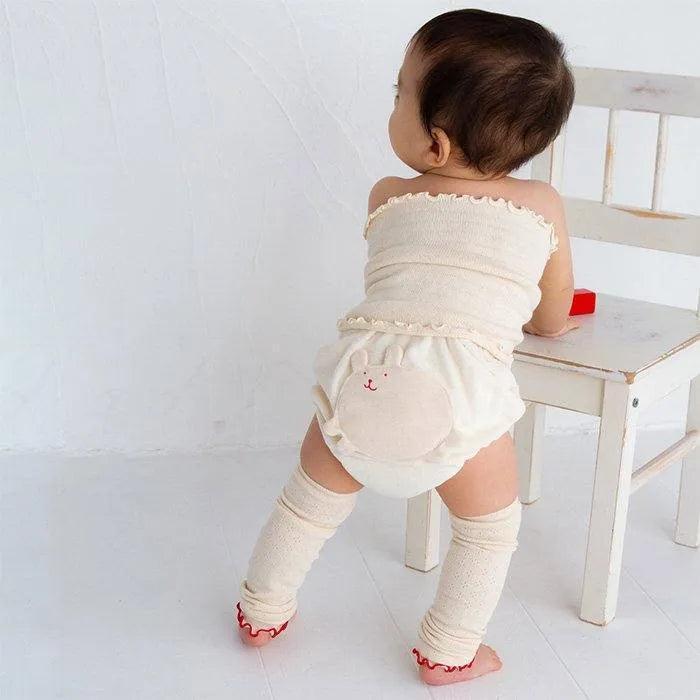 [現貨] 日本製 POMPKINS 初生嬰兒 兔仔 純白色有機嬰兒褲 - BB Dressup