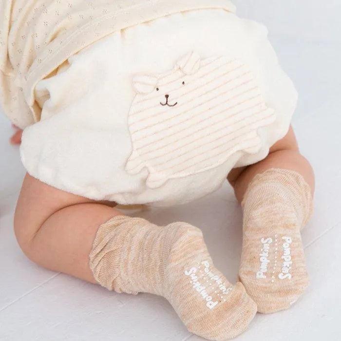 [現貨] 日本製 POMPKINS 初生嬰兒 兔仔 白色橫條有機嬰兒褲 - BB Dressup