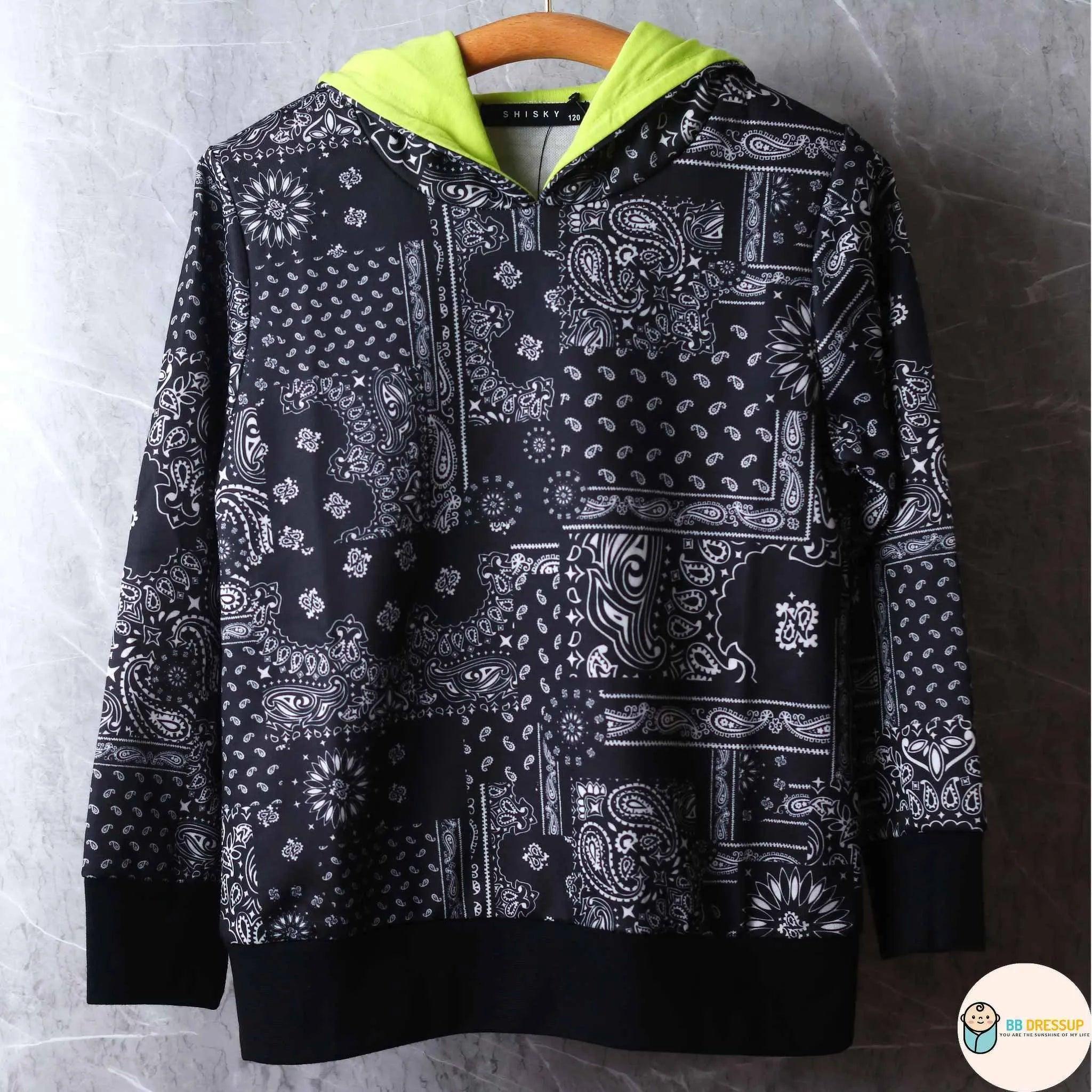 [現貨] 日本直送 Shisky 童裝 黑色腰果花 長袖運動衫褲套裝 (120-130cm) - BB Dressup