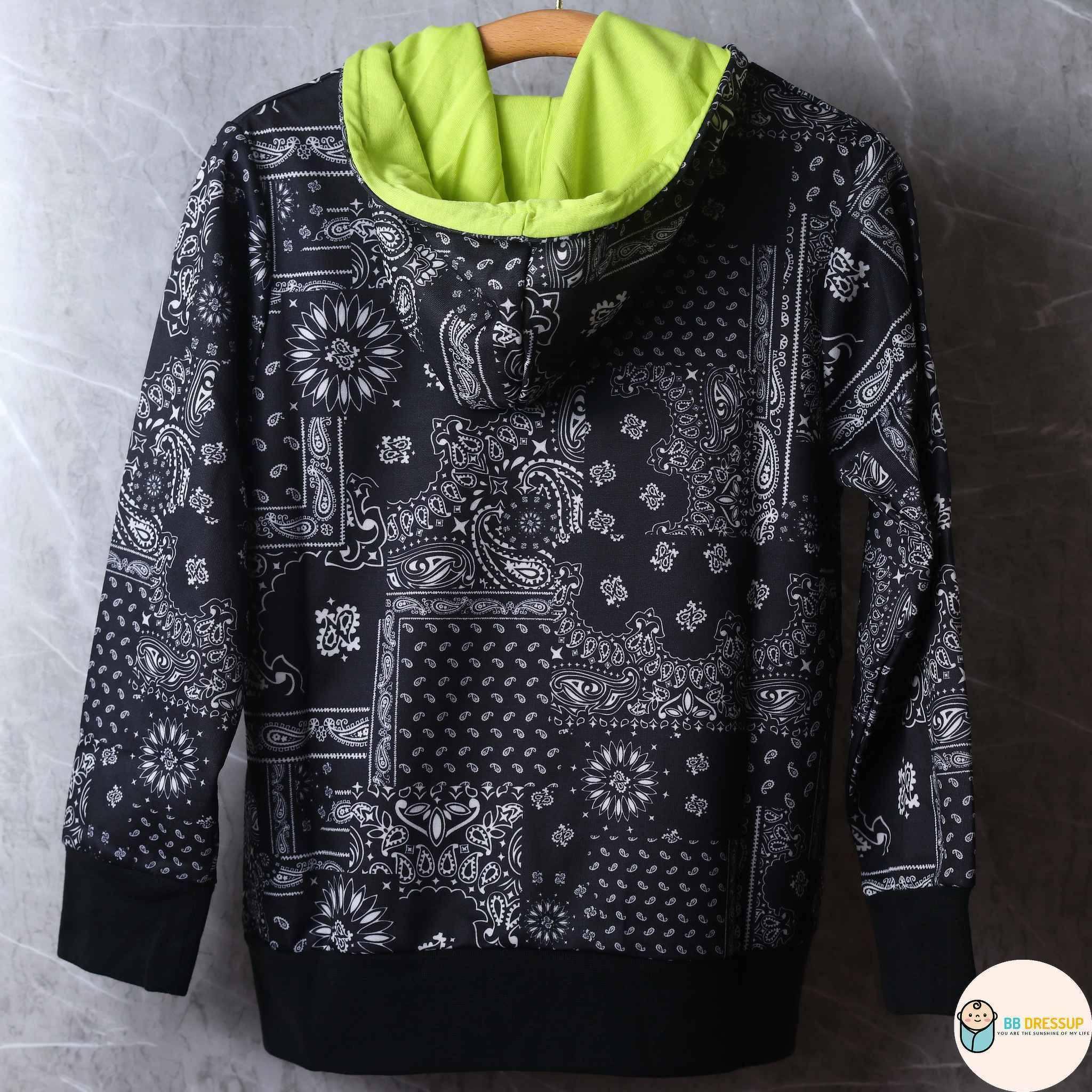 [現貨] 日本直送 Shisky 童裝 黑色腰果花 長袖運動衫褲套裝 (120-130cm) - BB Dressup