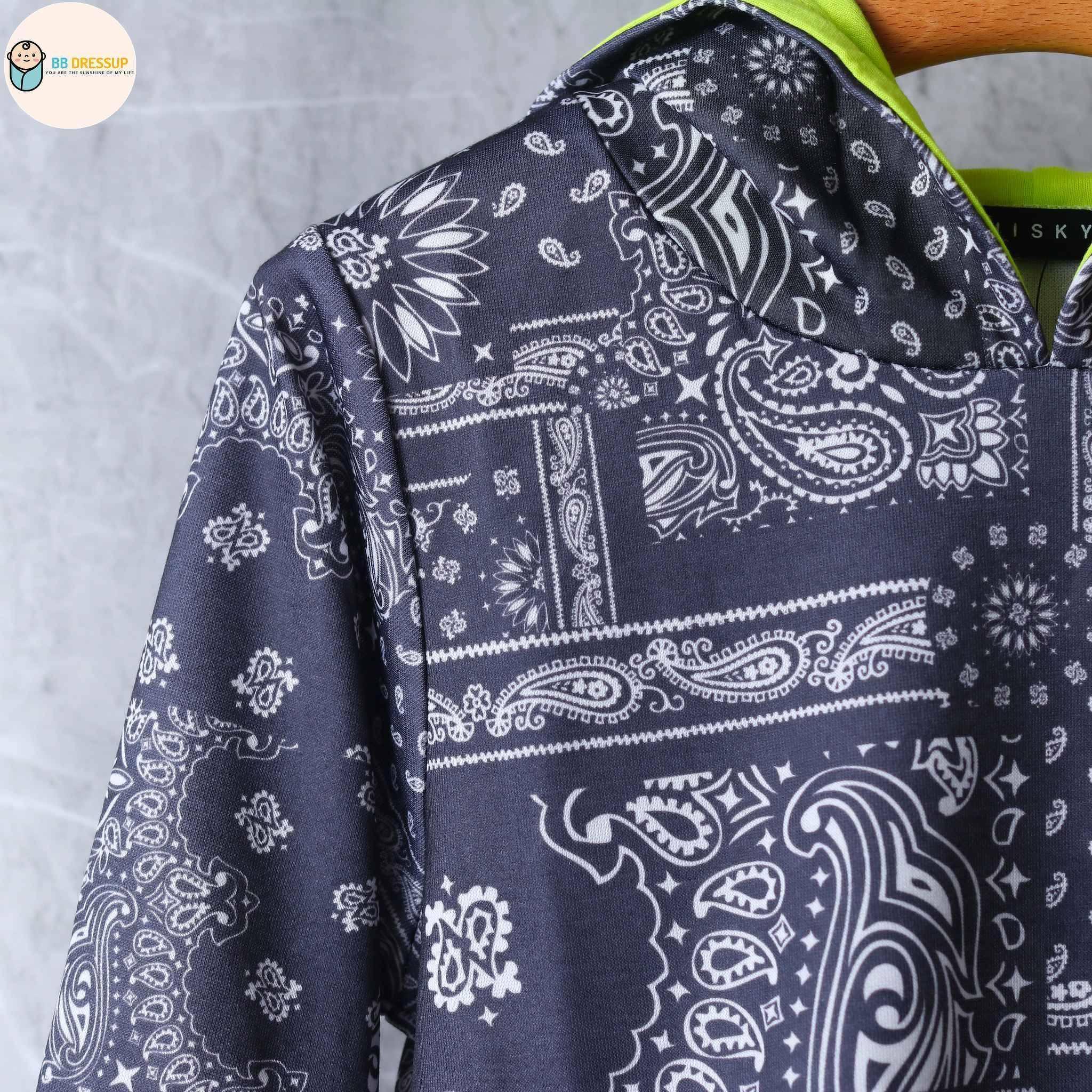 [現貨] 日本直送 Shisky 童裝 灰色腰果花 長袖運動衫褲套裝 (120-130cm) - BB Dressup
