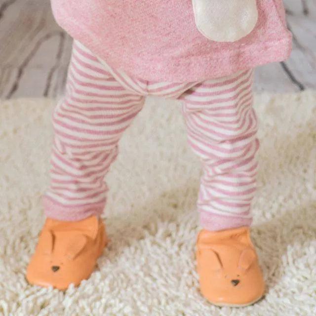 [現貨] 日本製 Yuga 有機棉 初生嬰兒 粉紅色橫間緊身褲 - BB Dressup